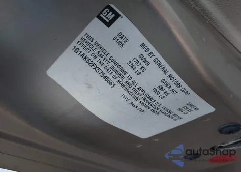 2005 Chevrolet Cobalt from USA, damaged, VIN 1G1AK52FX57545661